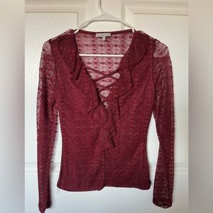 Maroon sheer blouse